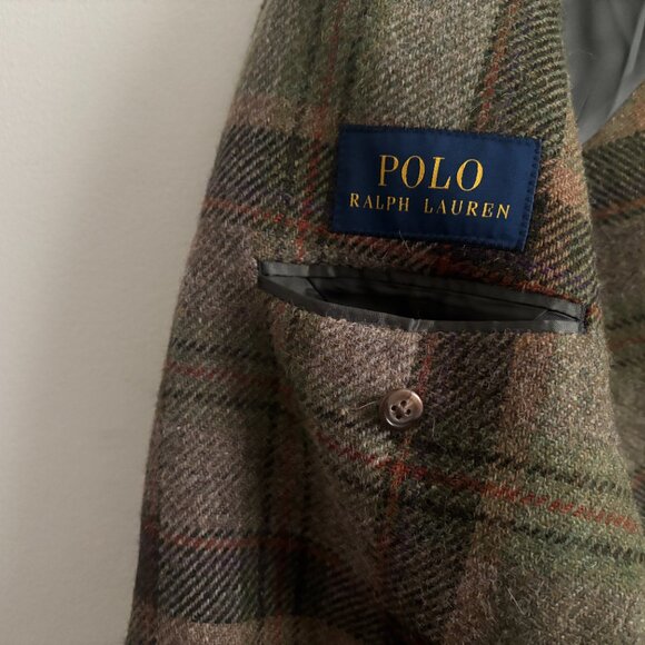 $1398 Polo Ralph Lauren Blanket Plaid Wool Alpaca Tweed Sport Coat Mi Italy- 44L - Picture 7 of 13